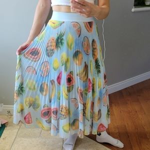 Fruit print midi skirt